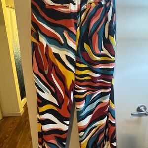 New York & Company Multi-Color Abstract Stripe Wide Leg Pants